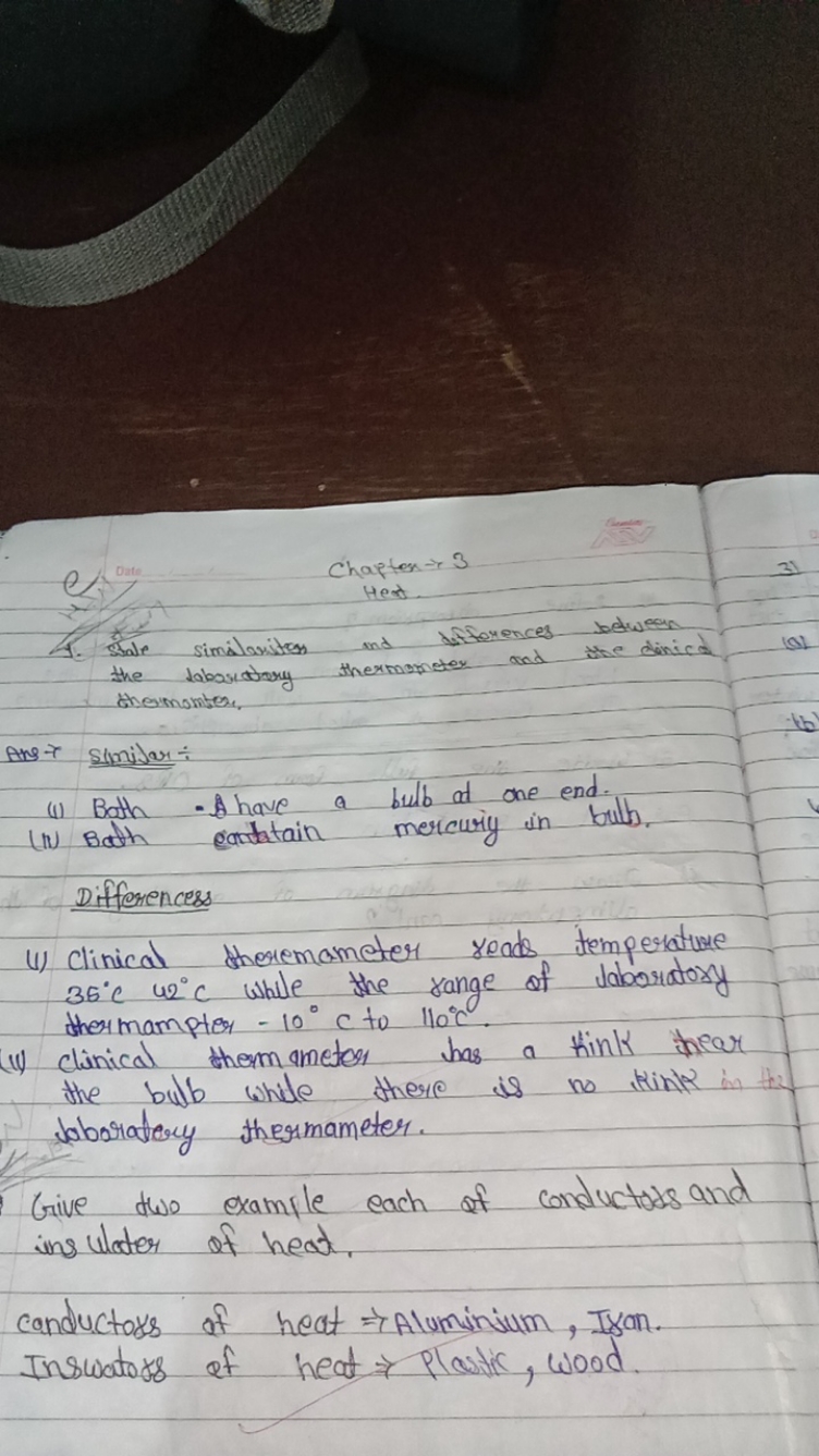 4. Stale similariton and differences between the laboratory thermomete