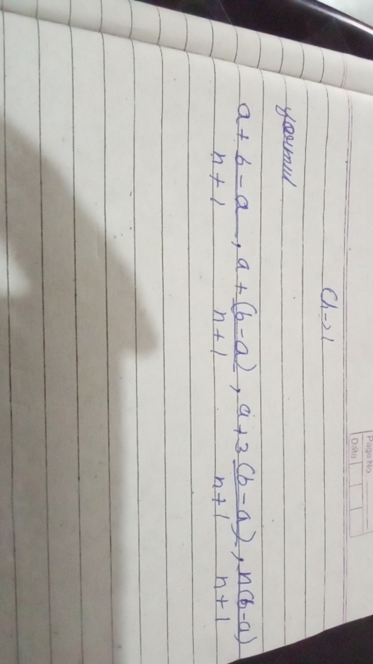 (C1​→1
formul
a+n+1b−a​,a+n+1(b−a)​,a+3n+1(b−a)​,n+1n(b−a)​