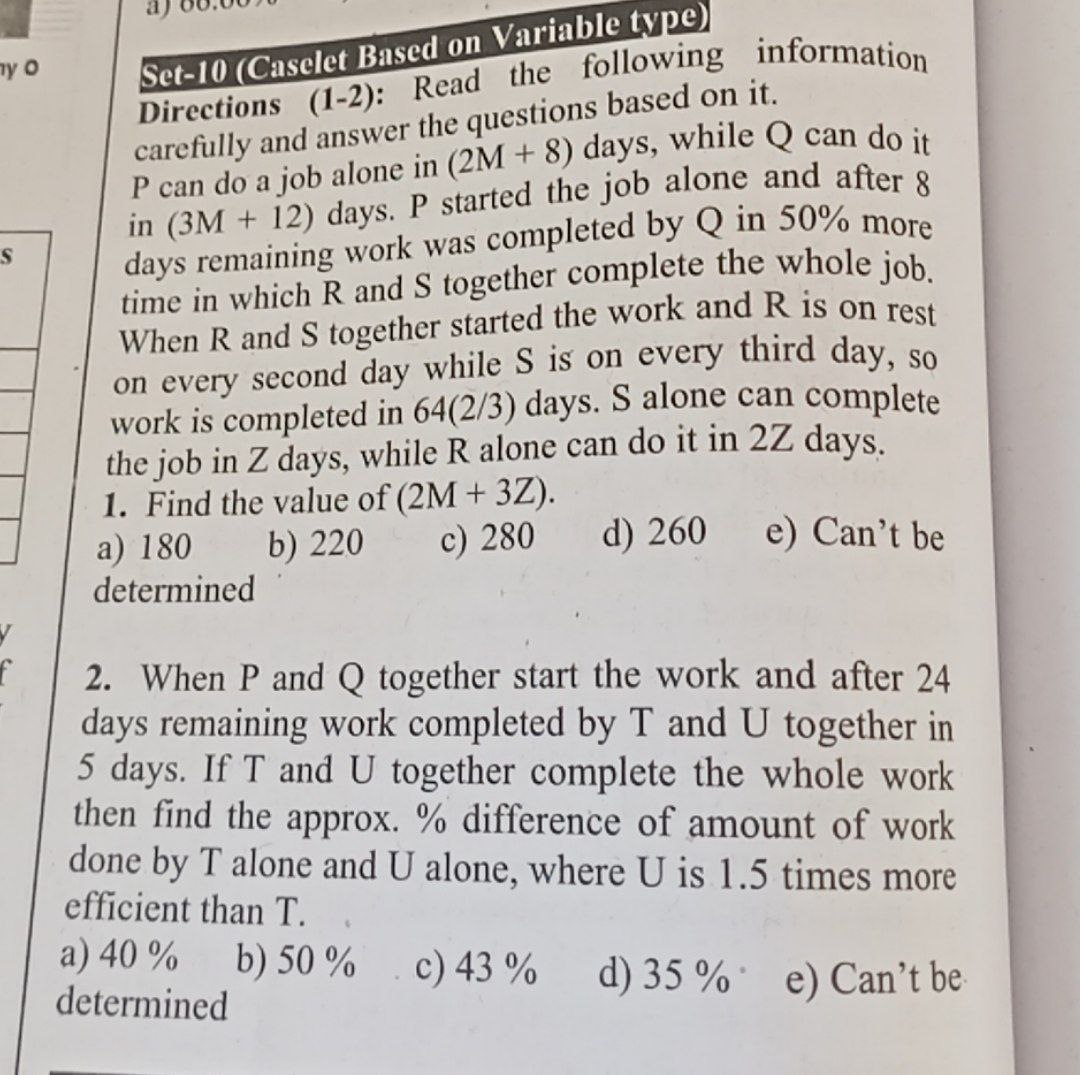 Set-10 (Casclet Based on Variable type)
Directions (1-2): Read the fol