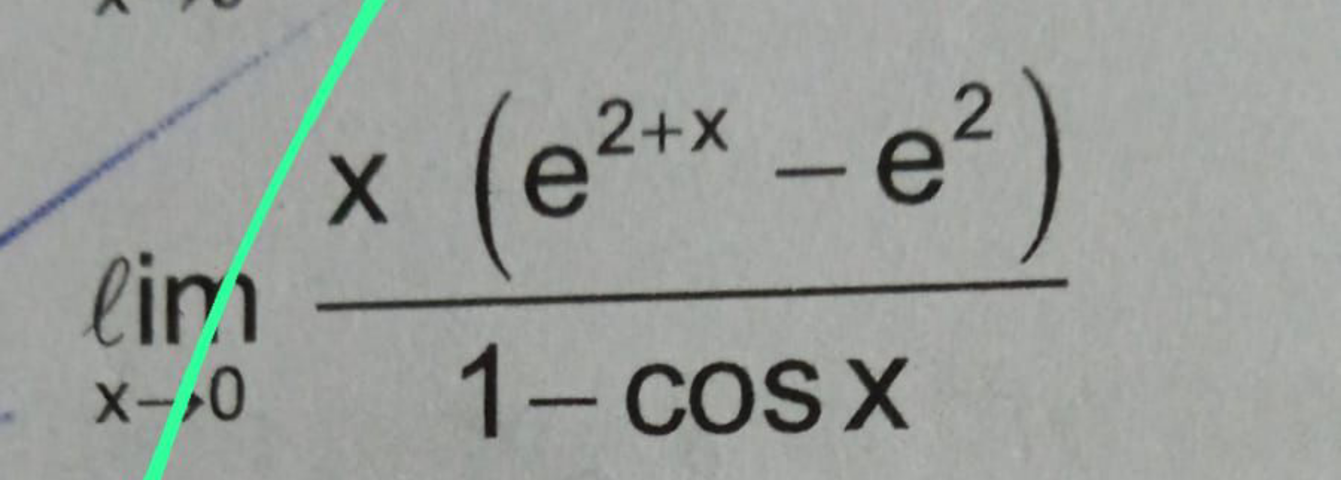 limx→0​1−cosxx(e2+x−e2)​