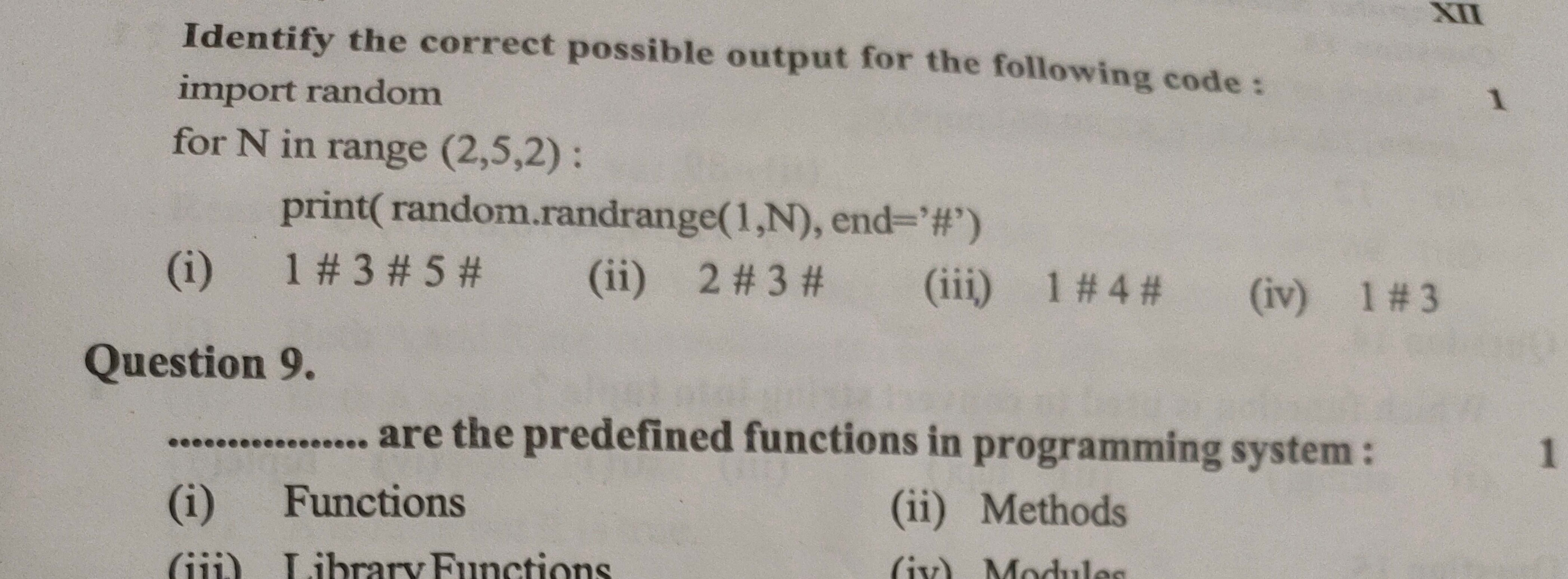 Identify the correct possible output for the following code : import r