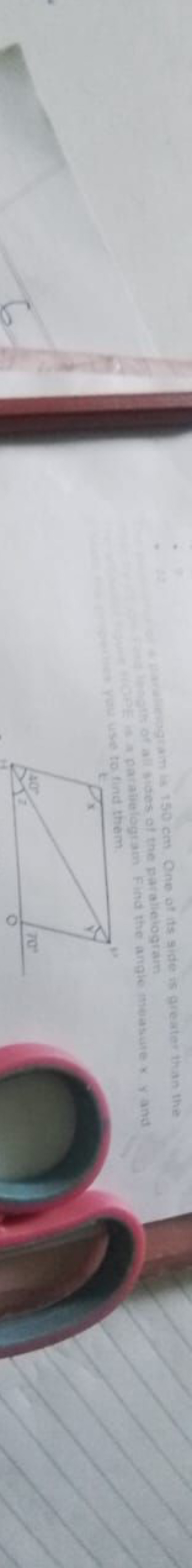 is 150 cm One of its side is greater than the
all sides of the paralle