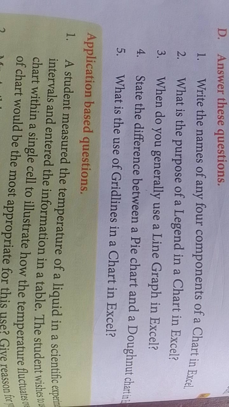 D. Answer these questions.
1. Write the names of any four components o