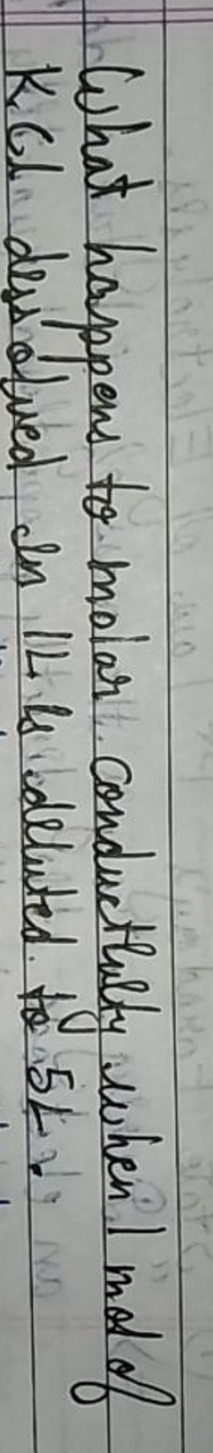 What happens to molar conducthaly when 1 mol of
KC dissolved en 1L Is 