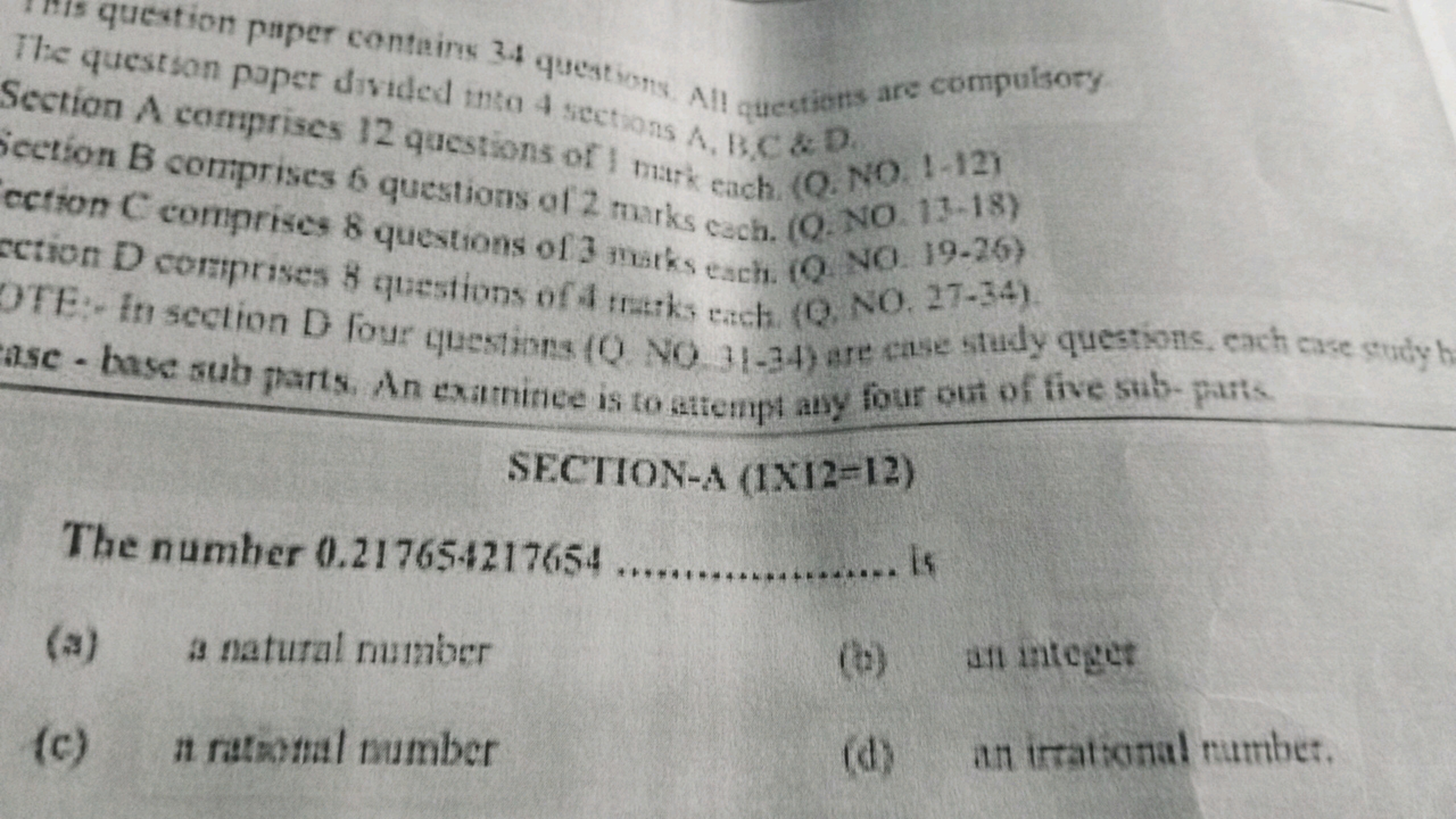 The question puper conteins 3.4 questions, All questions are compulsor