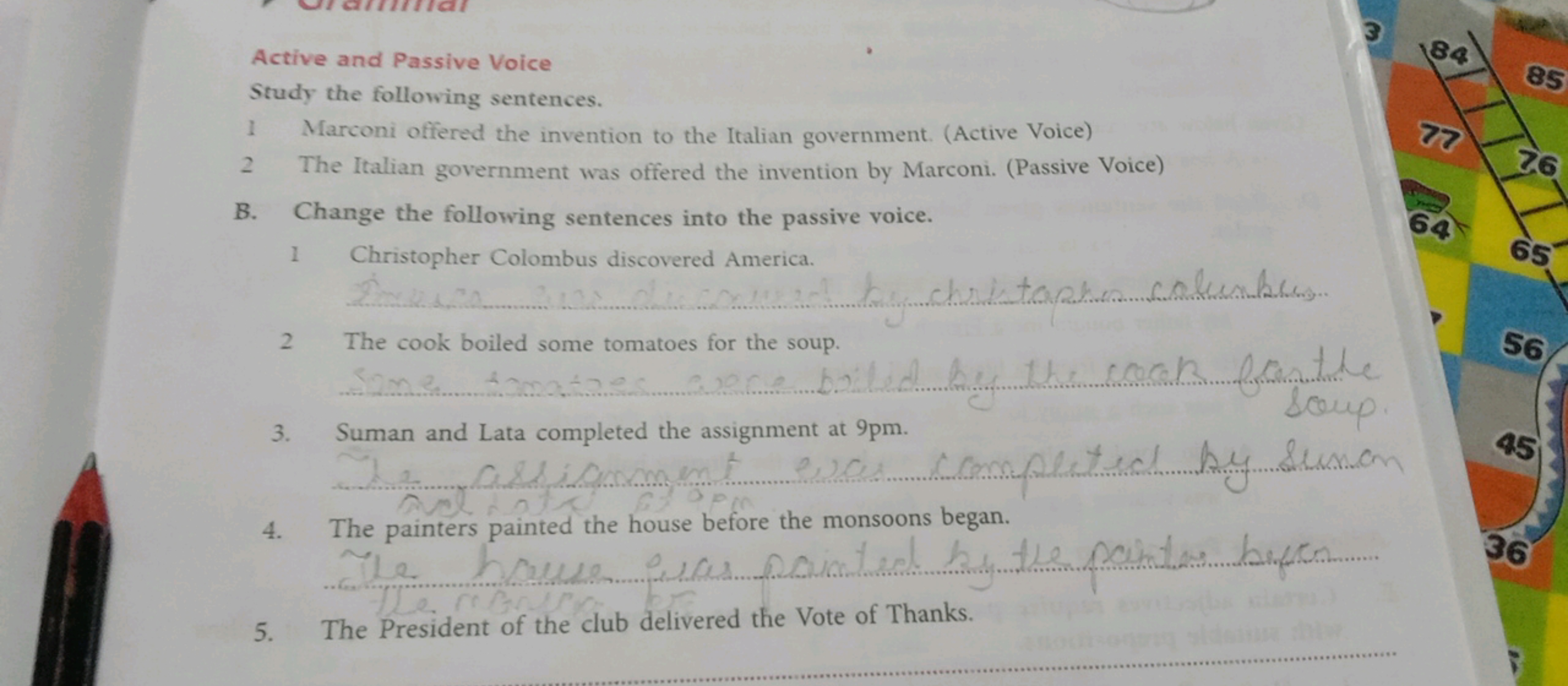 Active and Passive Voice
Study the following sentences.
1 Marconi offe