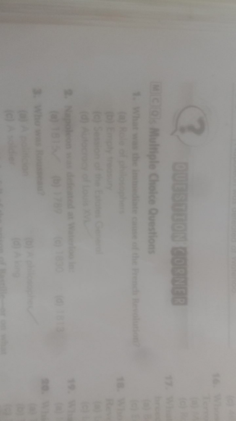 (M) [C] QIs Multiple Choice Questions
1. What was the immediate cause 