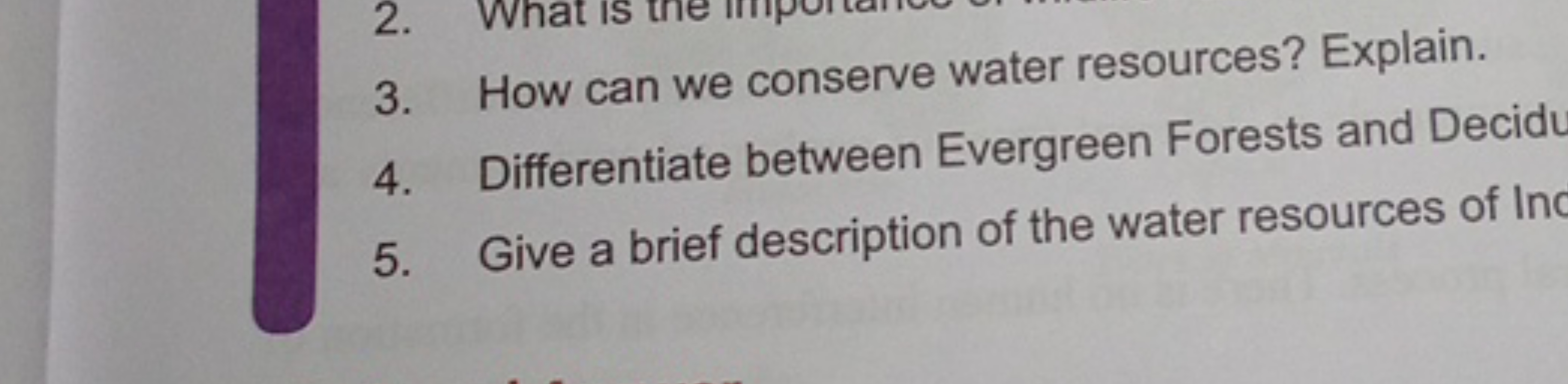 3. How can we conserve water resources? Explain.
4. Differentiate betw