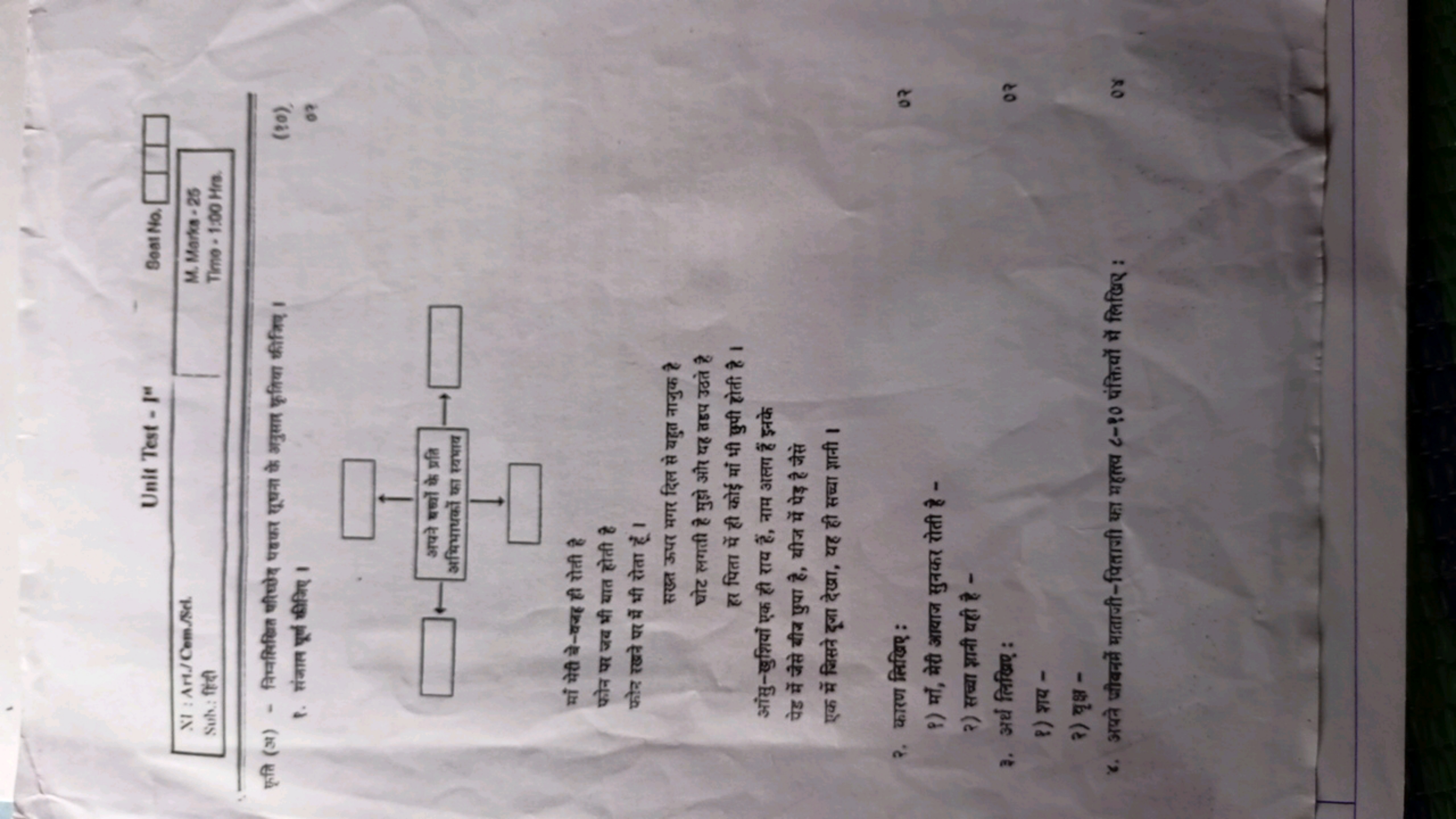 Unit Test - 1"
Boat No.
XI: Art/Cem./Sel
Sub: f
M. Marks-25
Time-1:00 