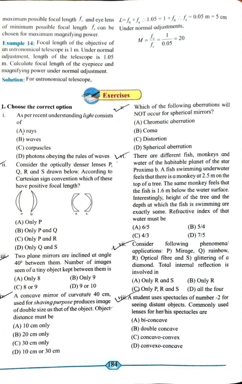 maximum possible focal length fo​ and eye lens of minimum possible foc