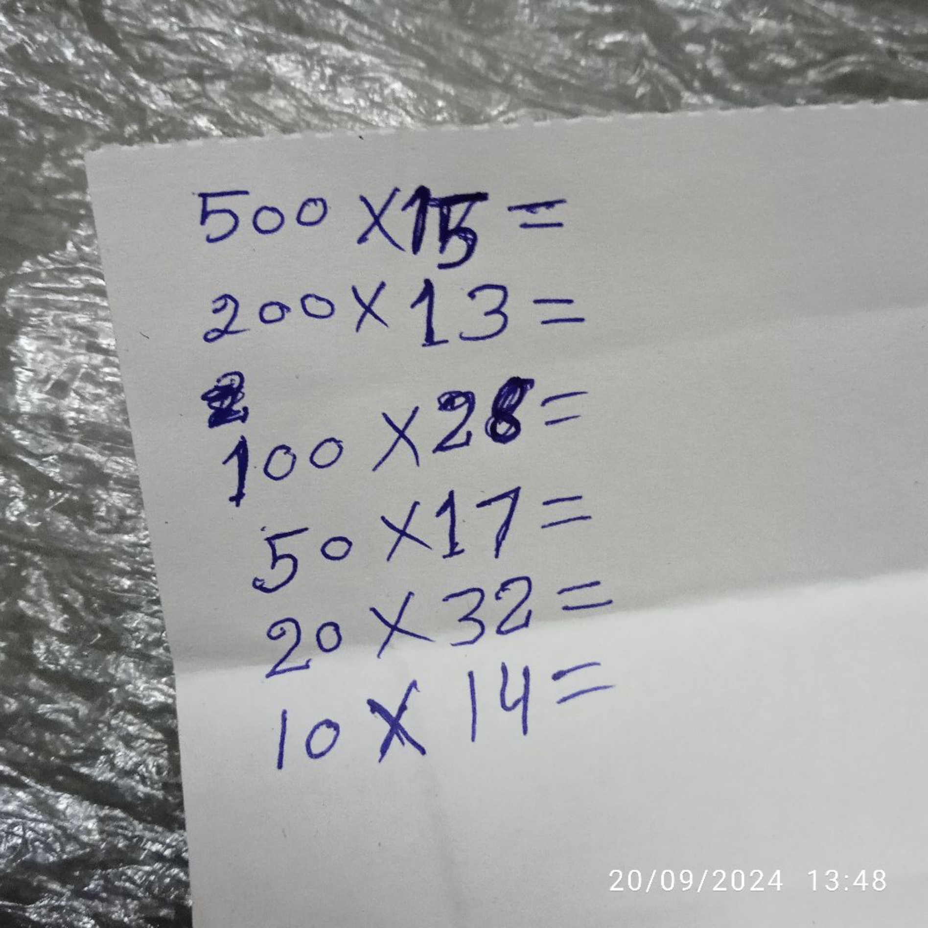 500×15=200×13=100×28=50×11=20×32=10×14=​
20/09/2024 13:48