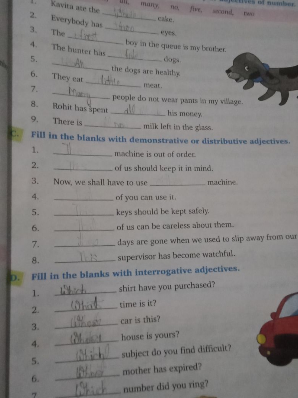 vita ate the 
many, no, five, second, two
of number.
cake. 
3. The  fi