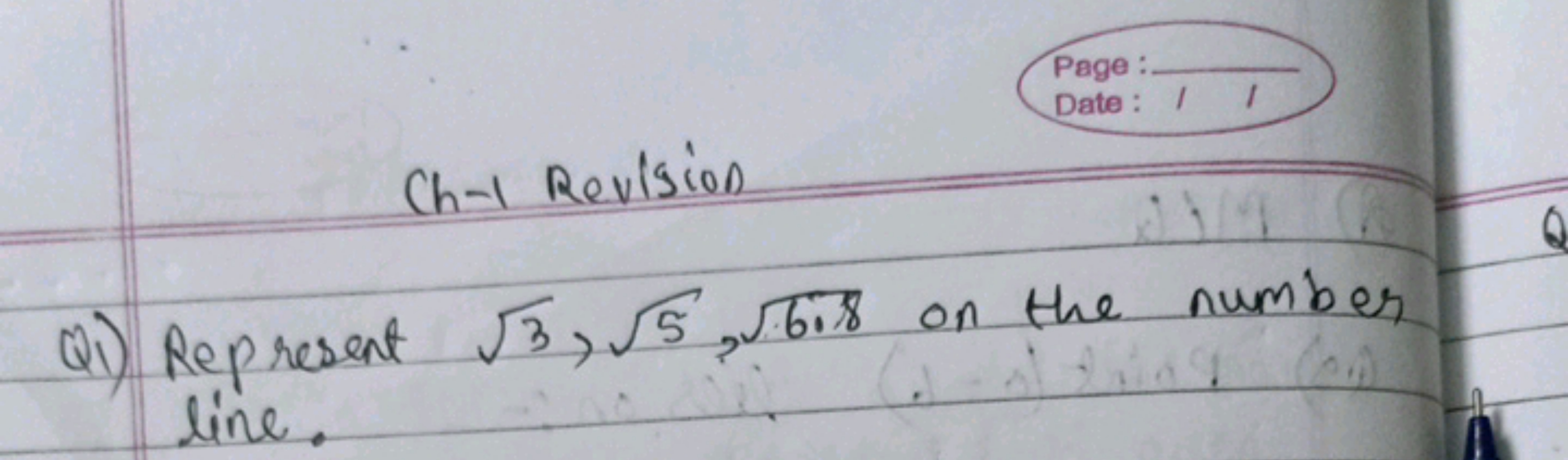 Chat Revision
Q1) Represent 3​,5​,6.8​ on the number line.