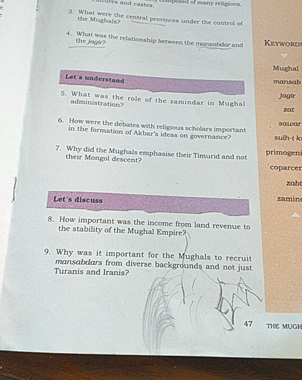 3. What were the central provinces under the control of the Mughals?
4