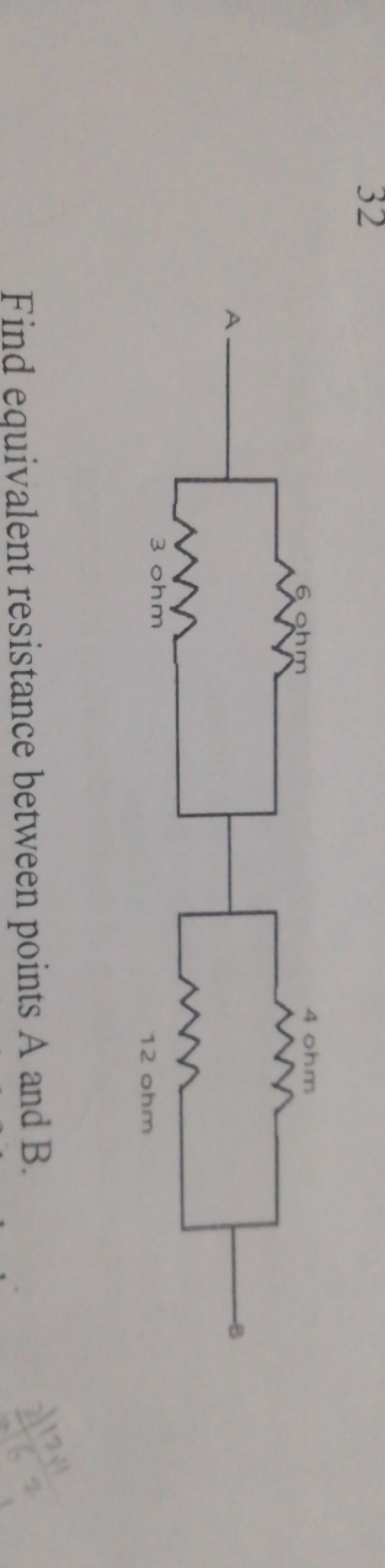 Find equivalent resistance between points A and B .