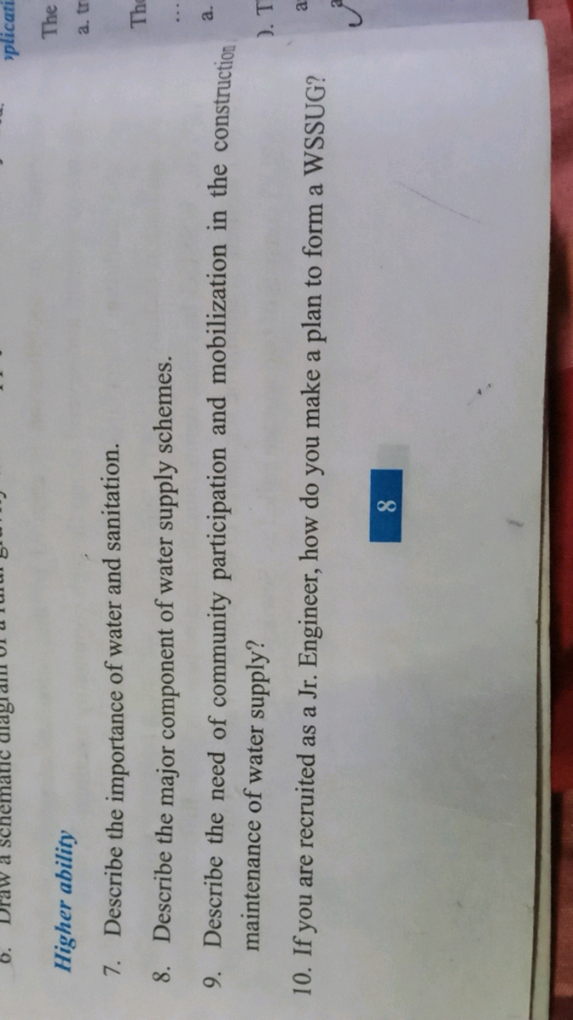 Higher ability
7. Describe the importance of water and sanitation.
8. 