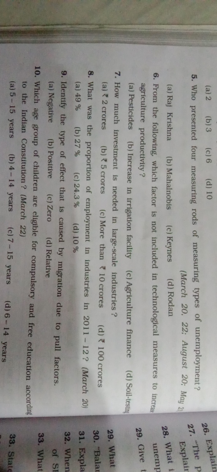 (a) 2
(b) 3
(c) 6
(d) 10
5. Who presented four measuring rods of measu