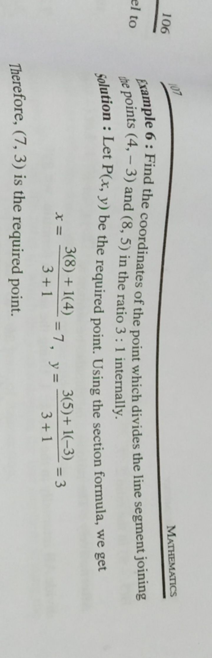 Mathematics
Example 6 : Find the coordinates of the point which divide