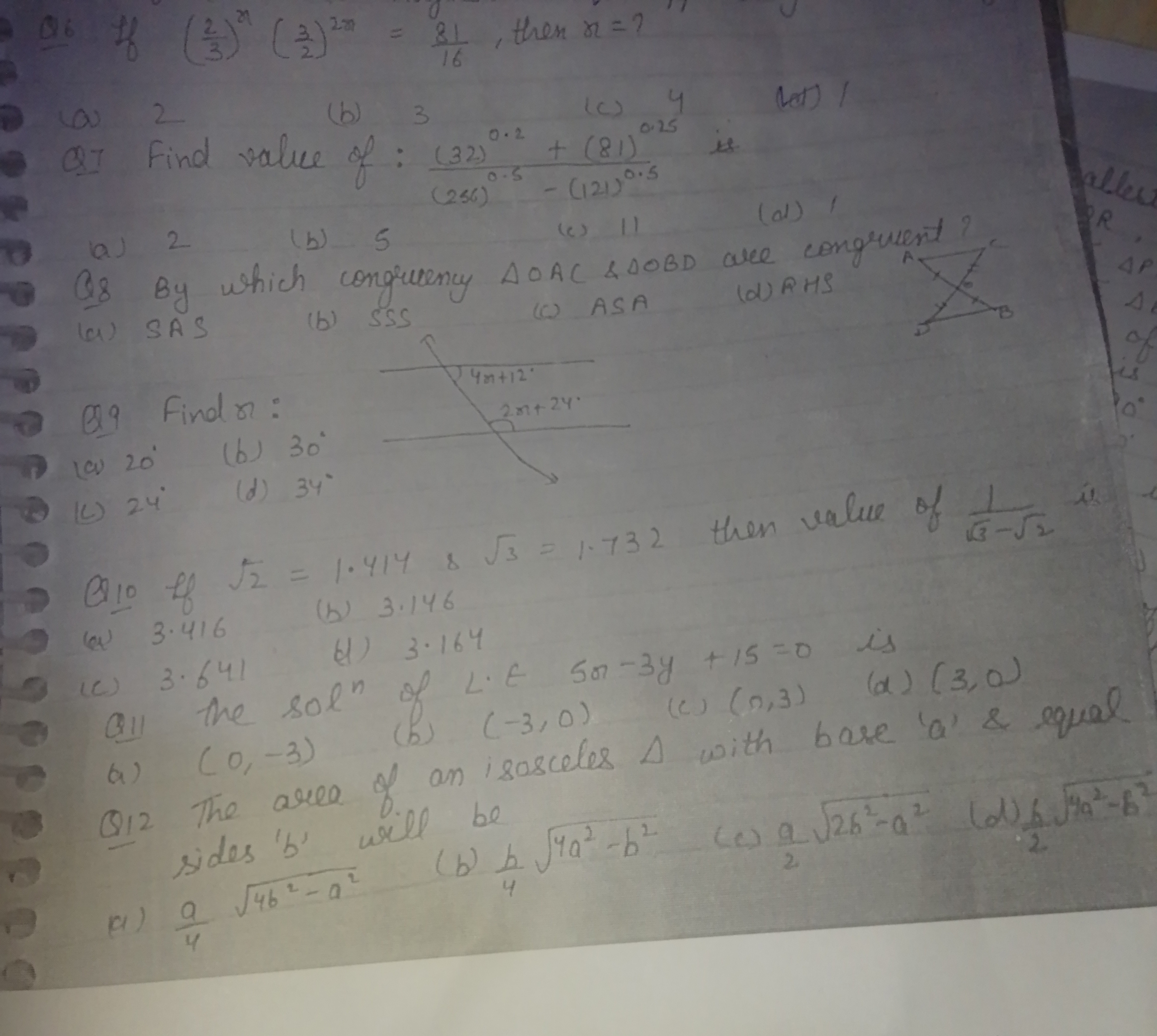 06
ff (3)" (4)²
2.30
62
= 81, then x2 = ?
16
(b) 3
Find value.
• of: (