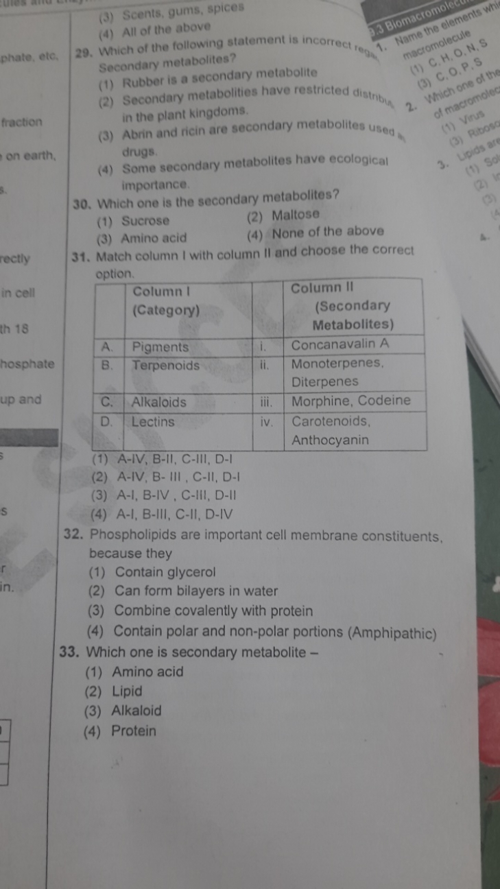 (3) Scents, gums, spices
(4) All of the above phate, etc. Secondary me