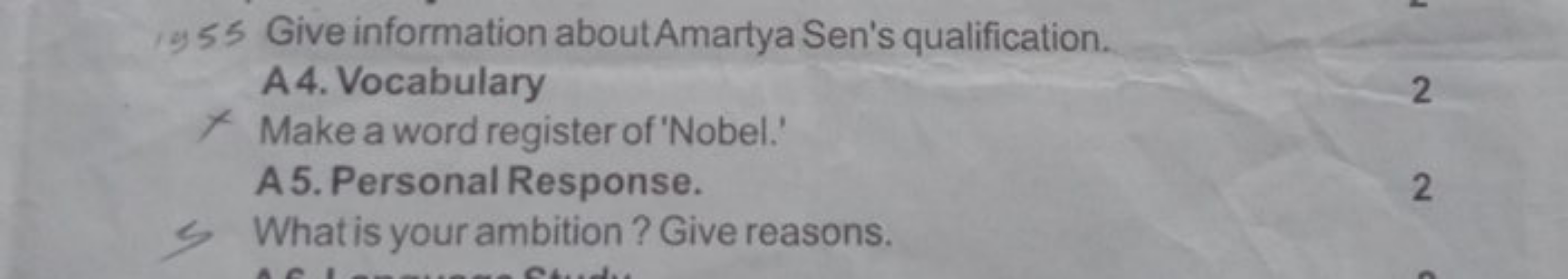 1955 Give information about Amartya Sen's qualification.
A4. Vocabular