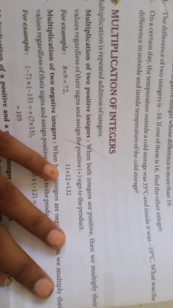 The difference of two integers is - 10 . If one of them is 16 , find t