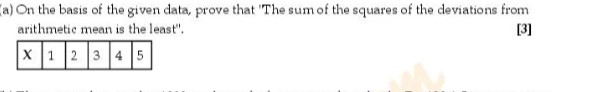 (a) On the basis of the given data, prove that 'The sum of the squares