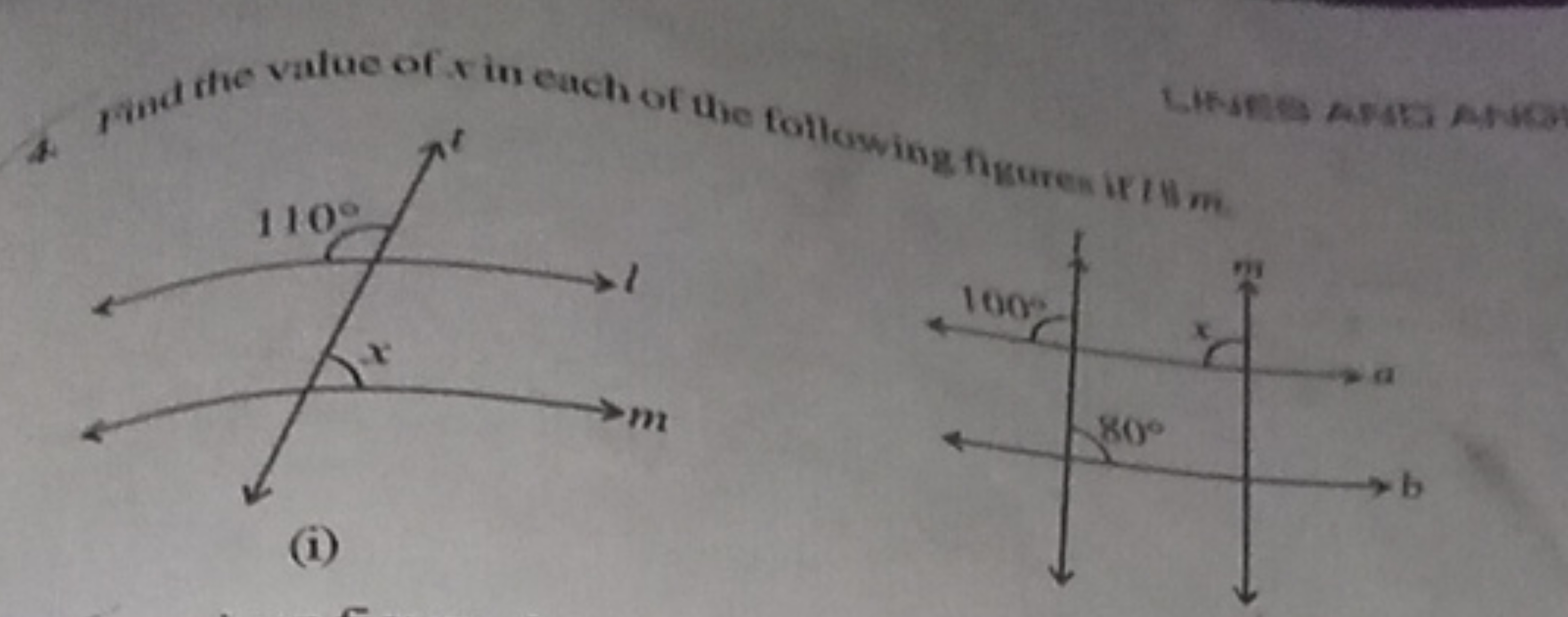 blostec anati ANGo
a. 1and  the value of x in each of the following fh