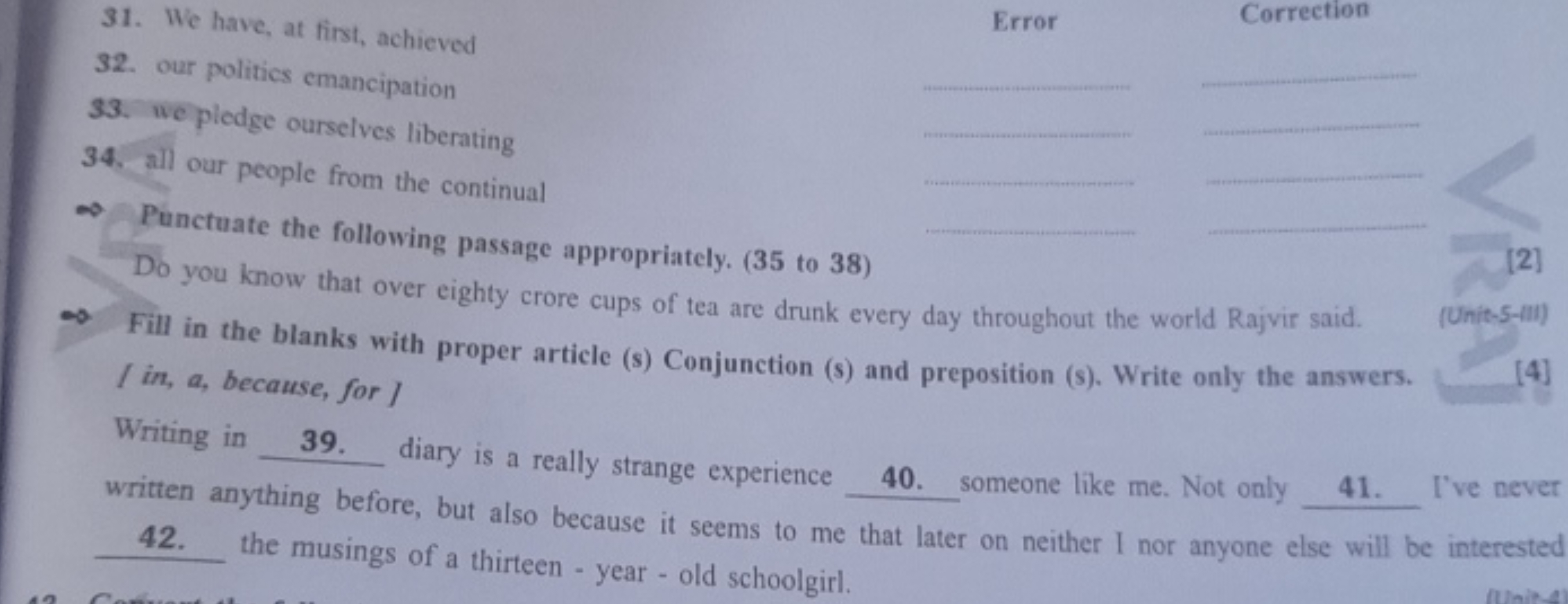 31. We have, at first, achieved

Error
Correction
32. our politics ema