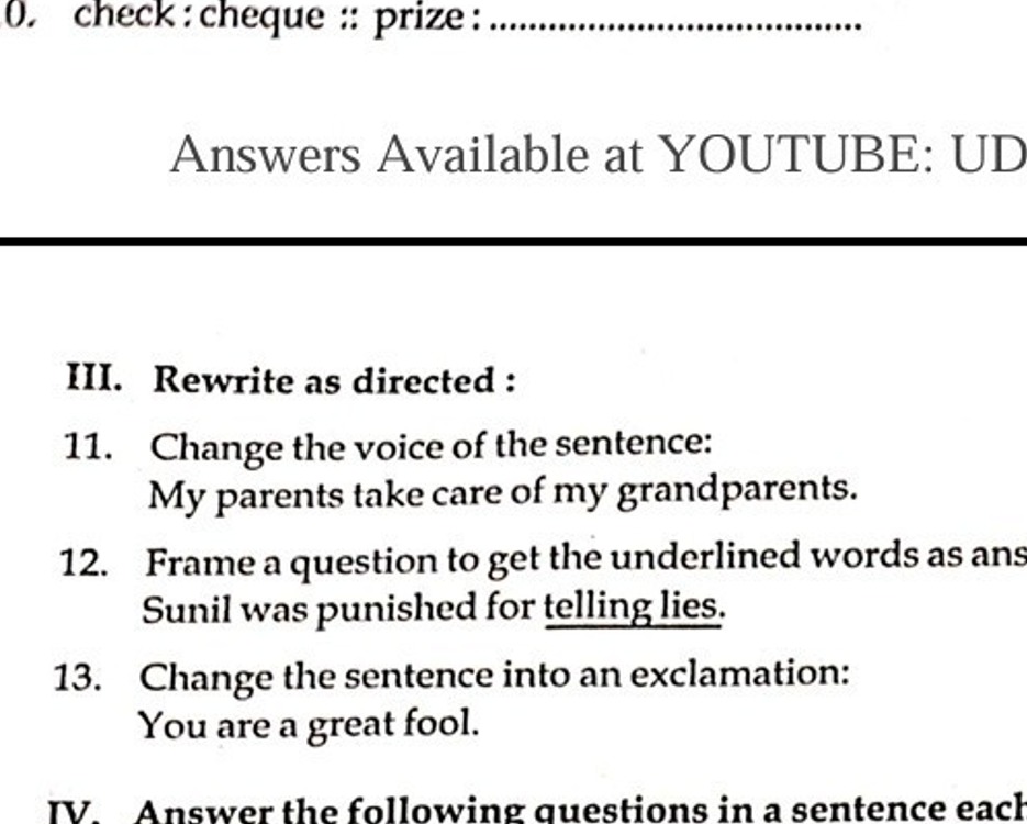 0. check:cheque :: prize: 

Answers Available at YOUTUBE: UD
III. Rewr