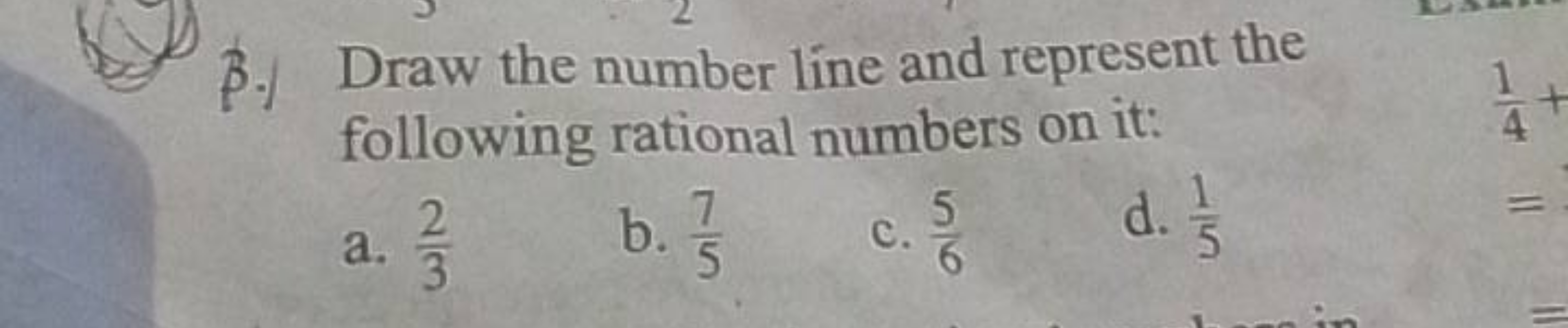 B. Draw the number line and represent the following rational numbers o