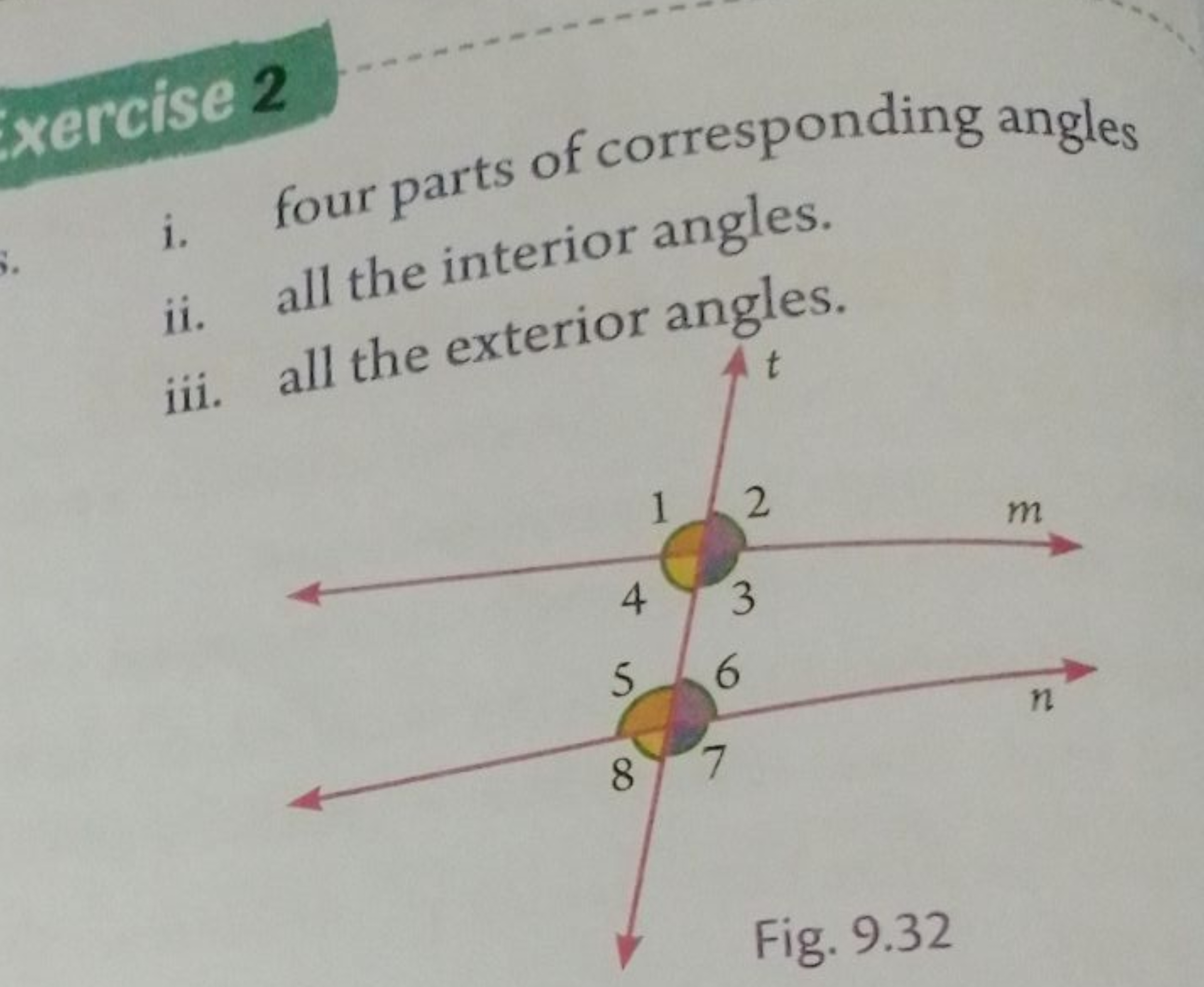 Exercise 2
1
1
1
1
i. four parts of corresponding angles
ii. all the i