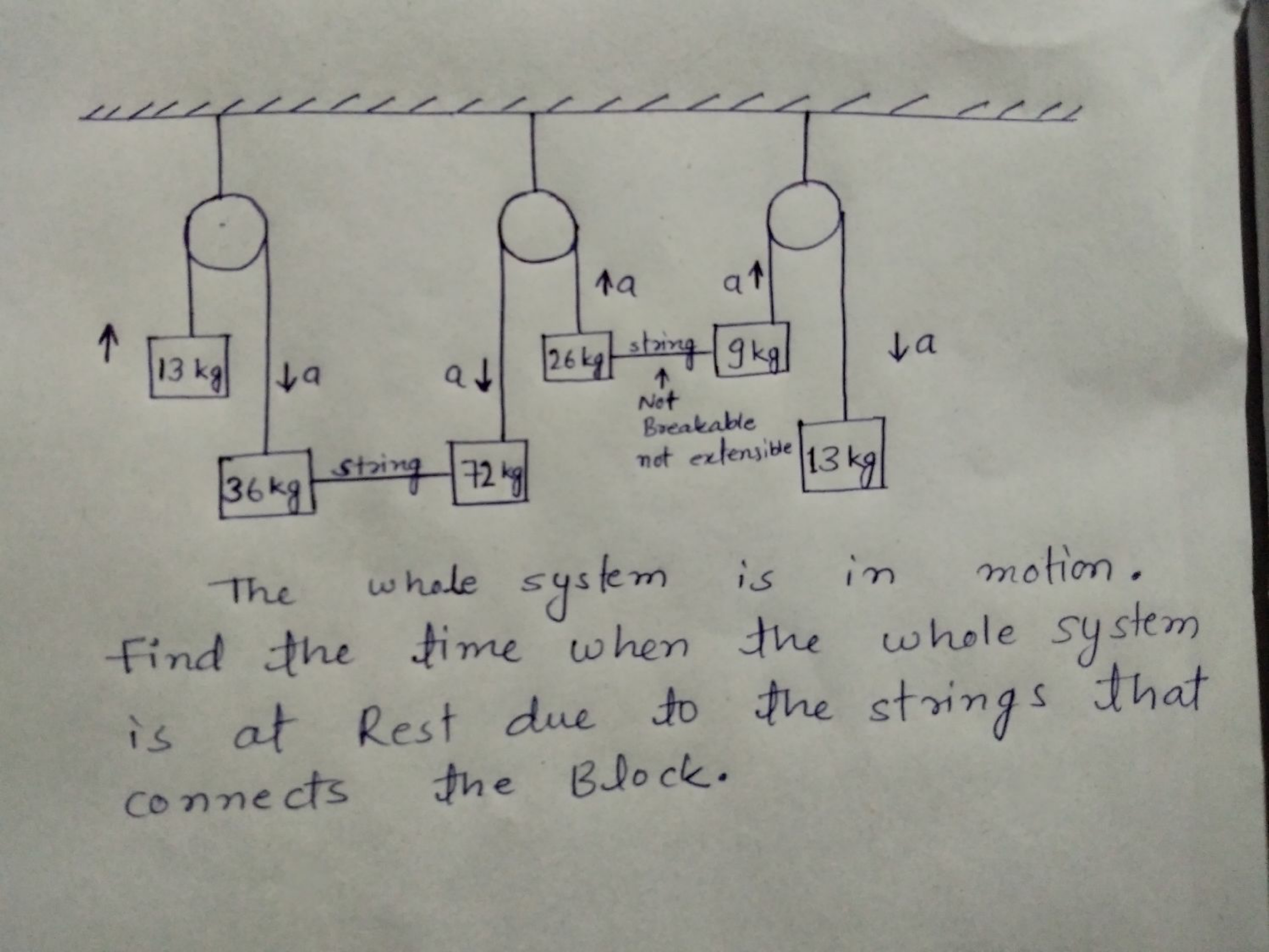 The whale system is in motion. Find the time when the whole system is 