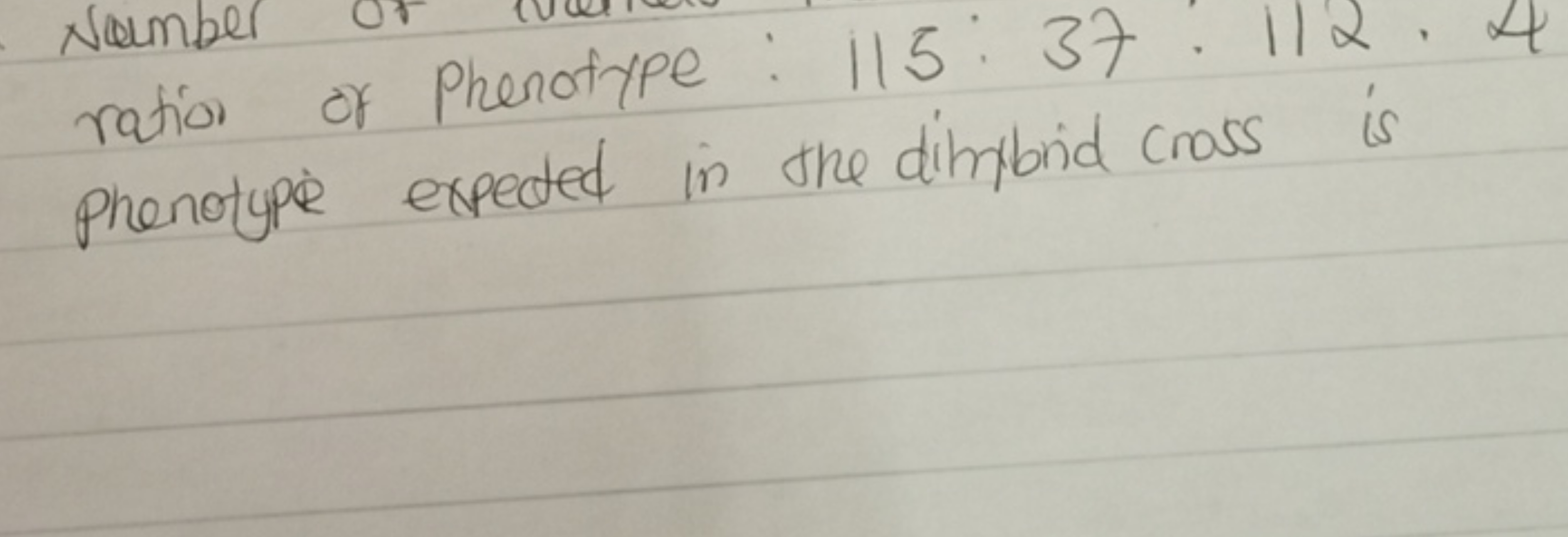 ration of Phenotype: 115:37:112⋅4 phenotype expected in the dihntonid 