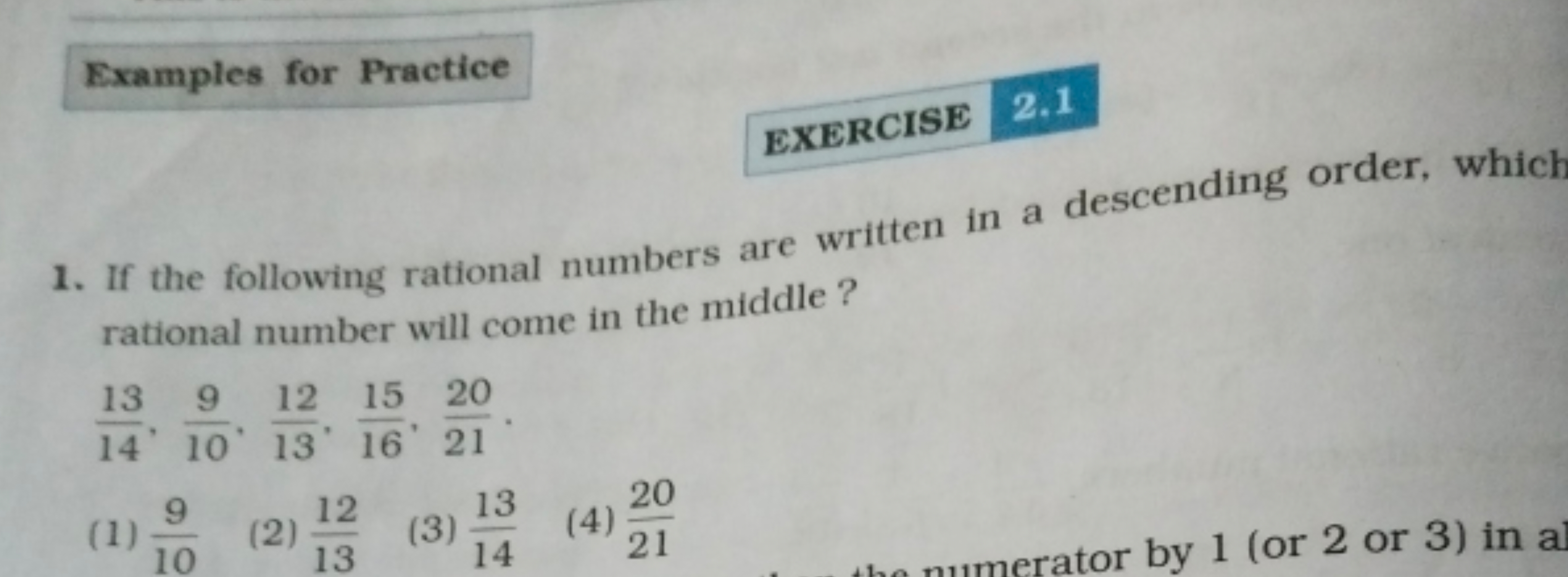 Examples for Practice
EXERCISE 2.1
1. If the following rational number