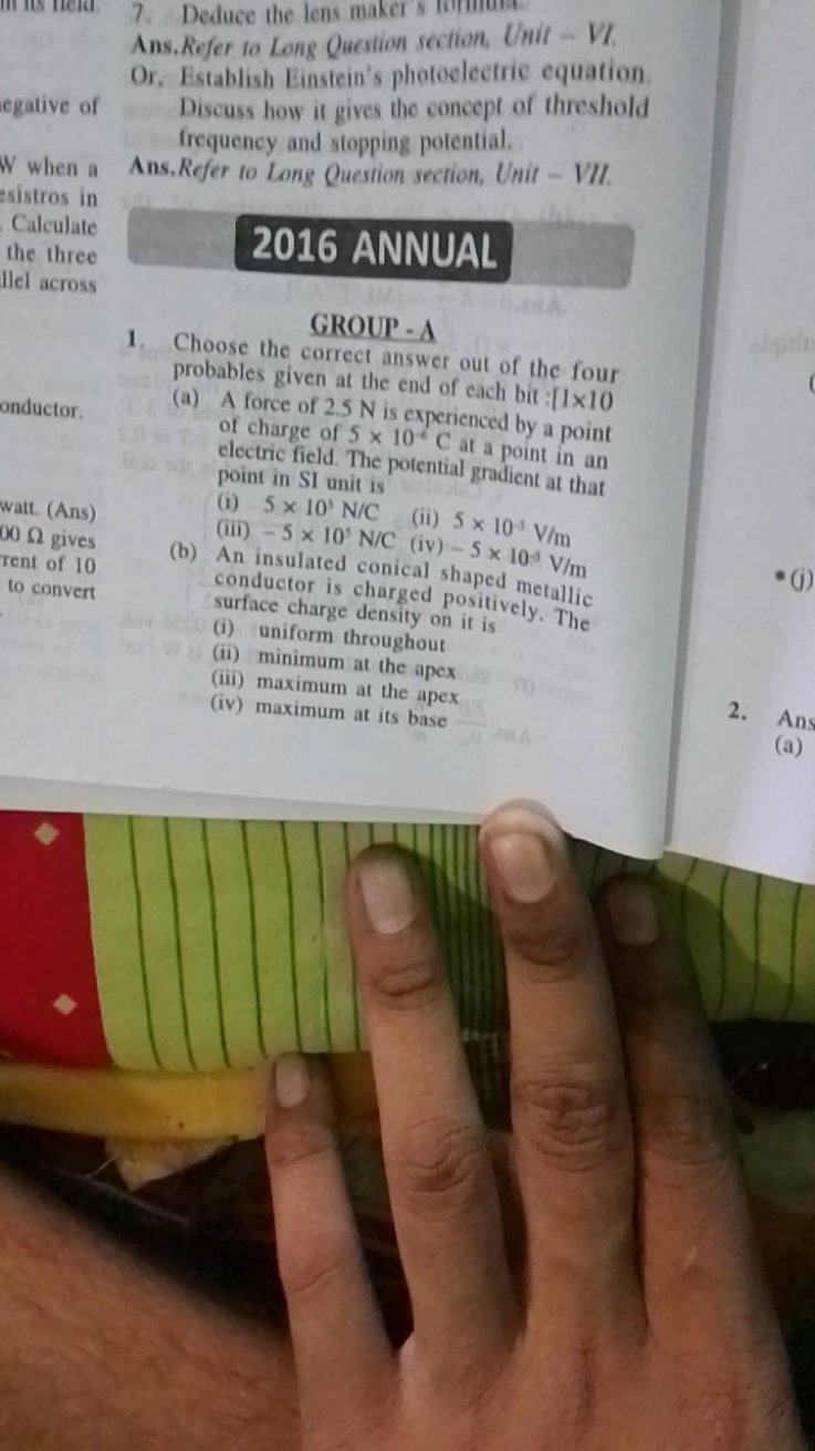 7. Deduce the lens maker s romment
egative of
W when a esistros in Cal