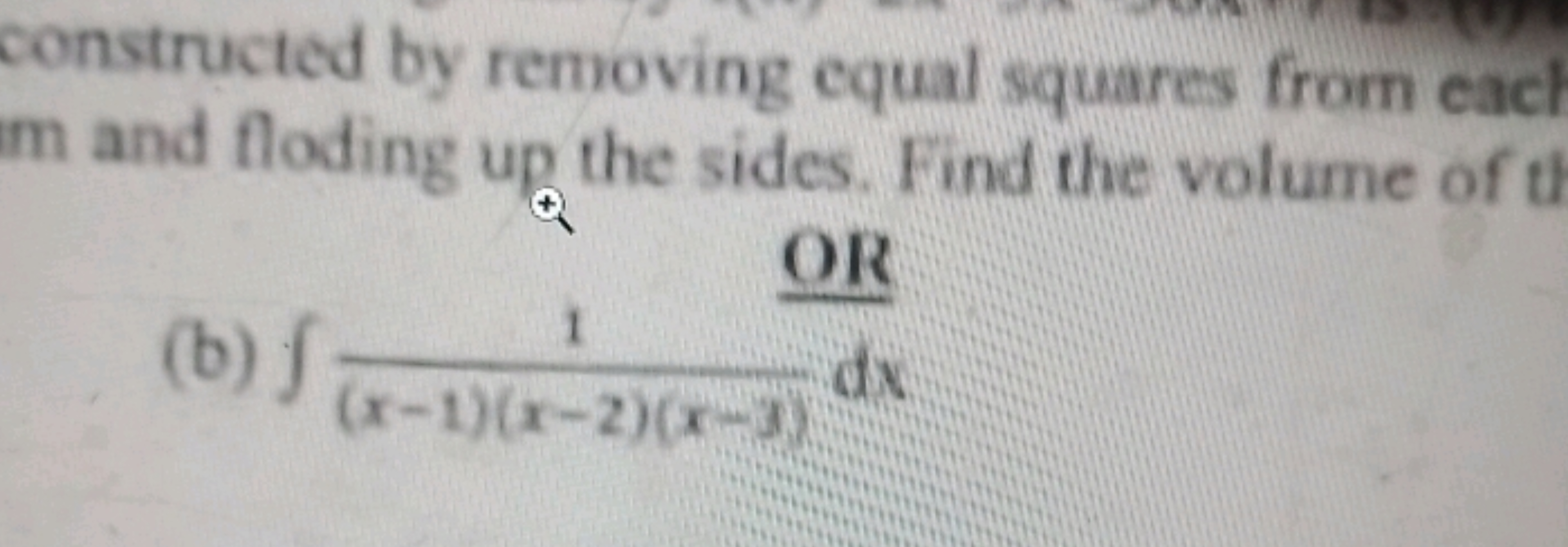 constructed by removing equal squares from eac m and floding up the si