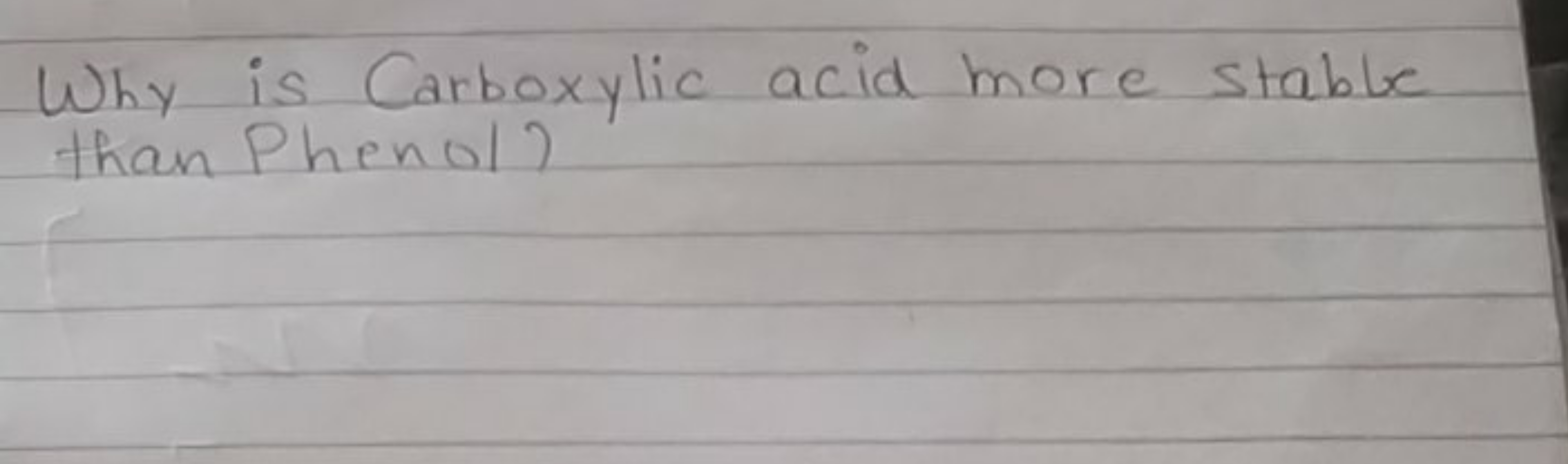 Why is Carboxylic acid more stable than Phenol?