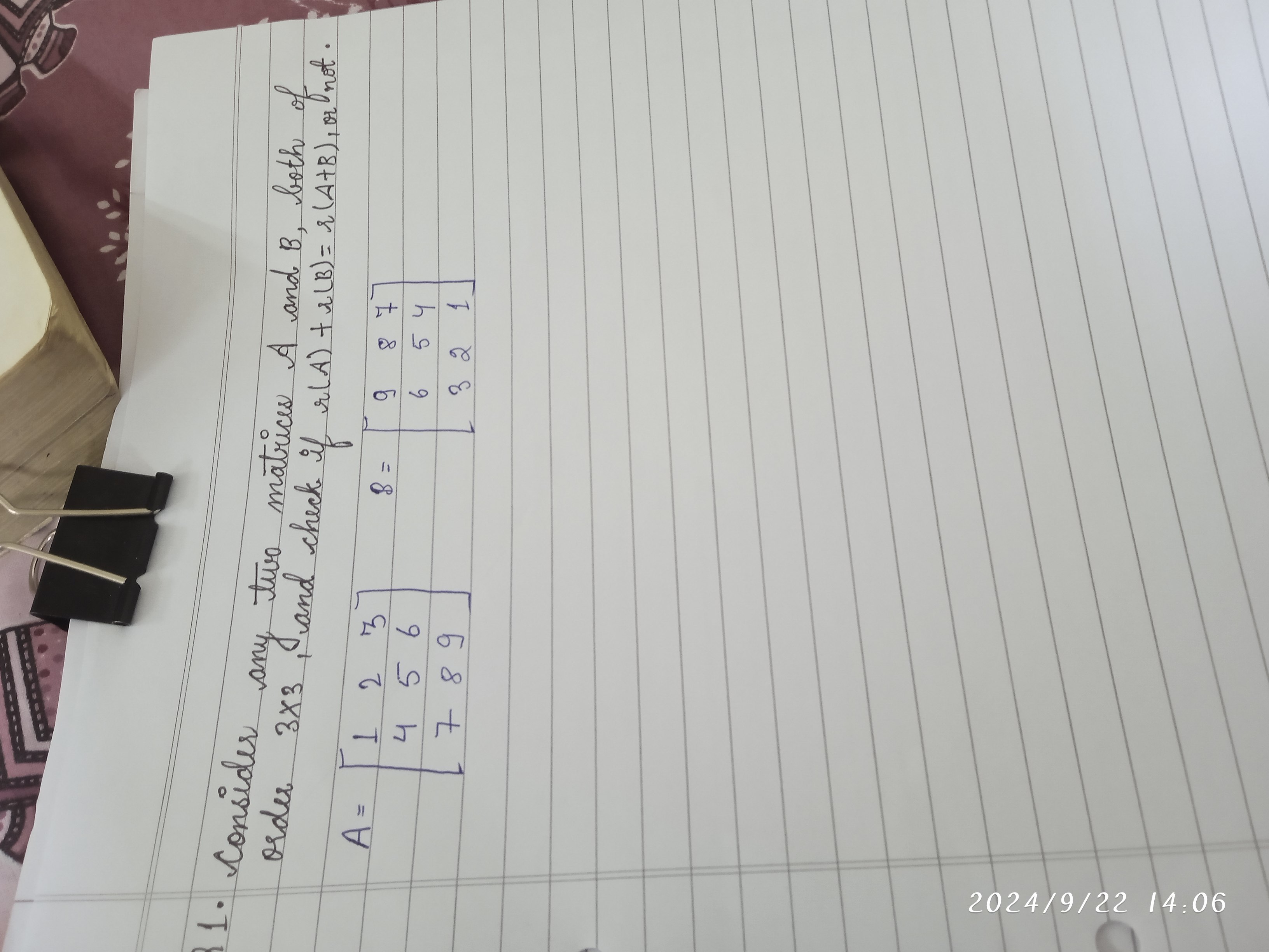 two matrices A and B, both of
31. Consider any and check if r(A) t+ &(