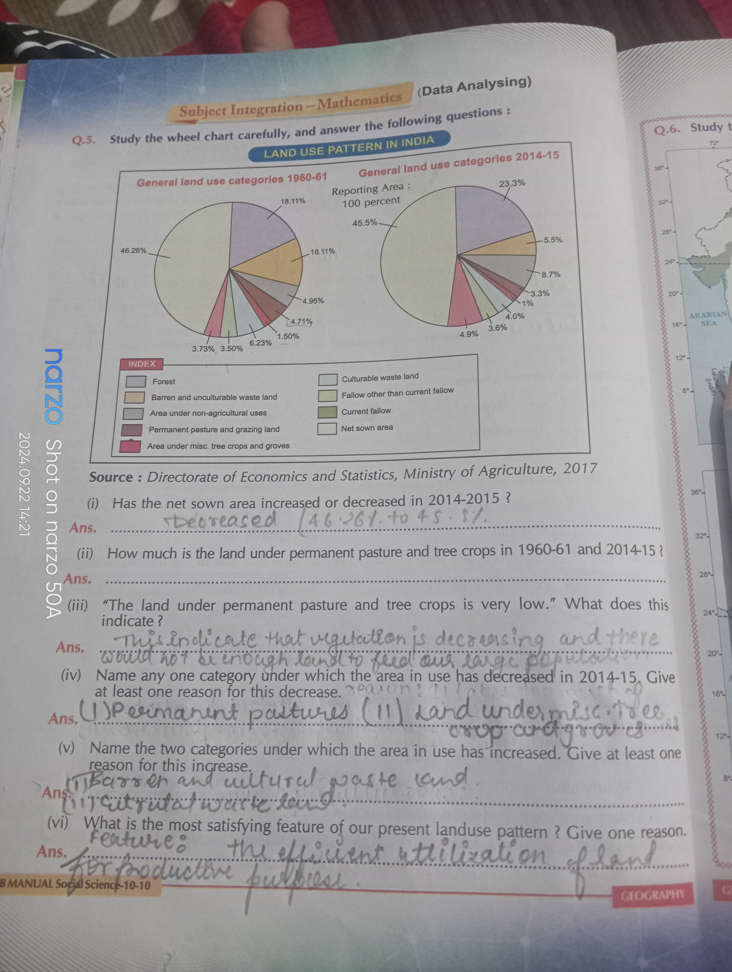 Subject Integration - Mathematics (Data Analysing)
Q.5. Study the whee