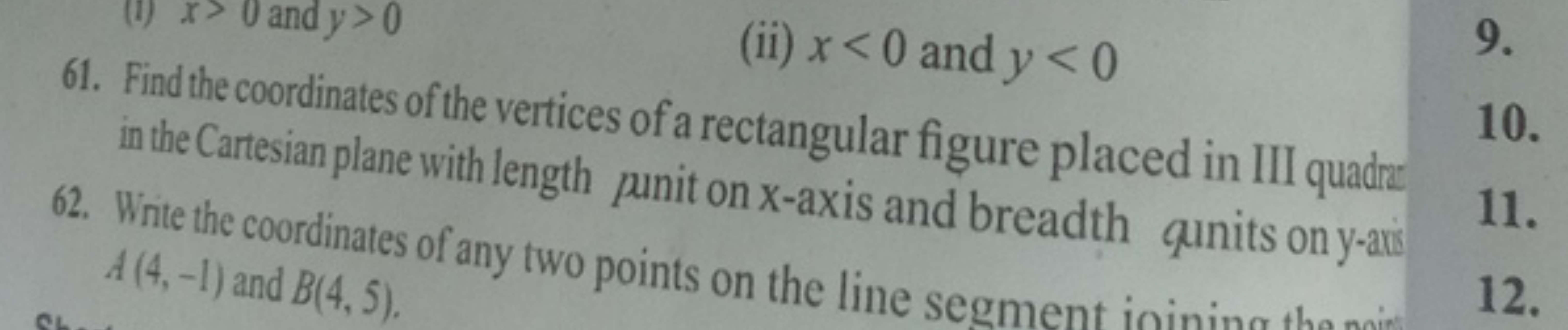 61. Find the coordinates of the vertices of a rectangular figure place