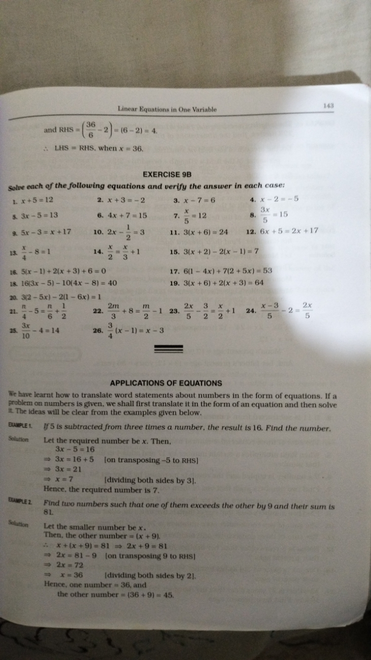 Linear Equations in One Variable
143
 and RHS =(636​−2)=(6−2)=4.∴ LHS 