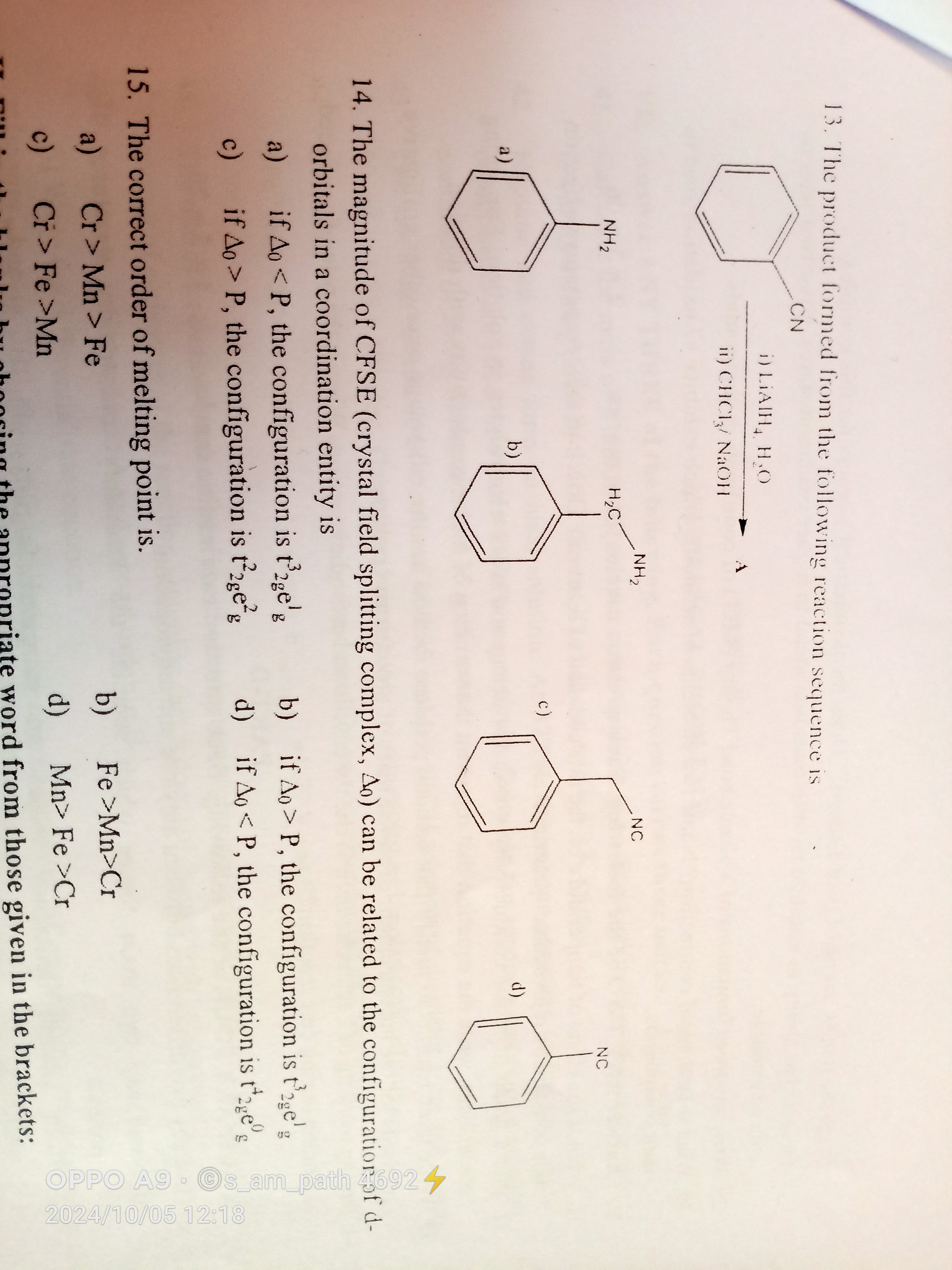 13. The product formed from the following reaction sequence is
N#Cc1cc