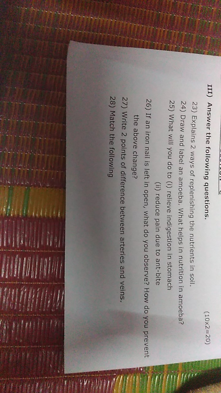 III) Answer the following questions.
(10×2=20)
23) Explains 2 ways of 