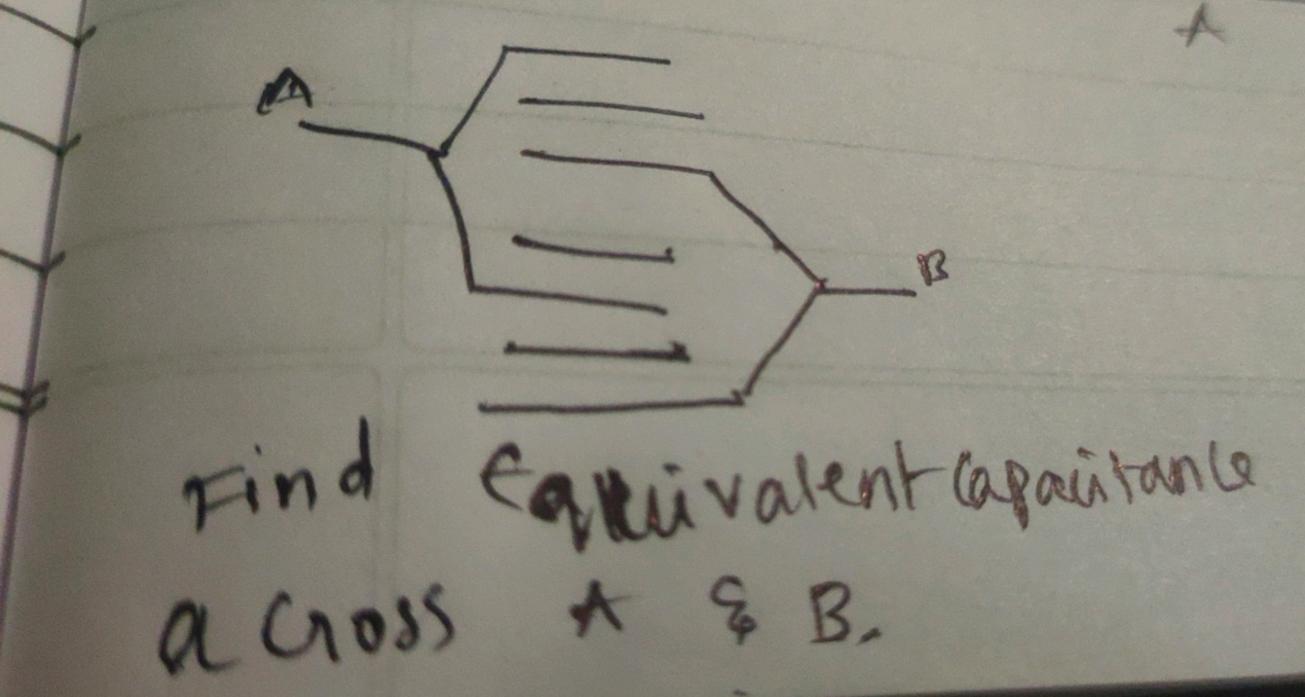 Find Equivalent capaitiancs a cross A \& B.