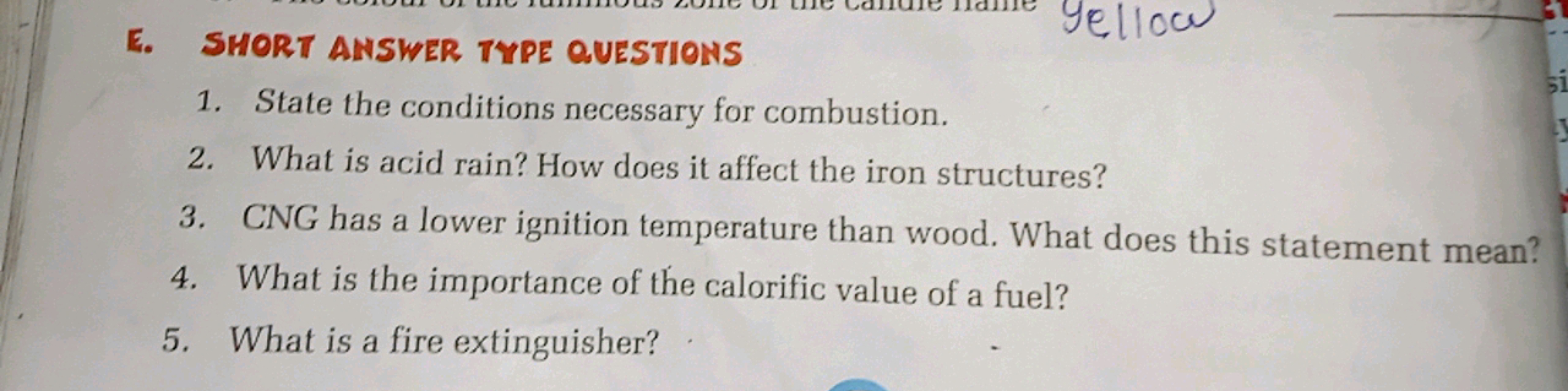 E. SHORT ANSWER TYPE QUESTIONS
1. State the conditions necessary for c