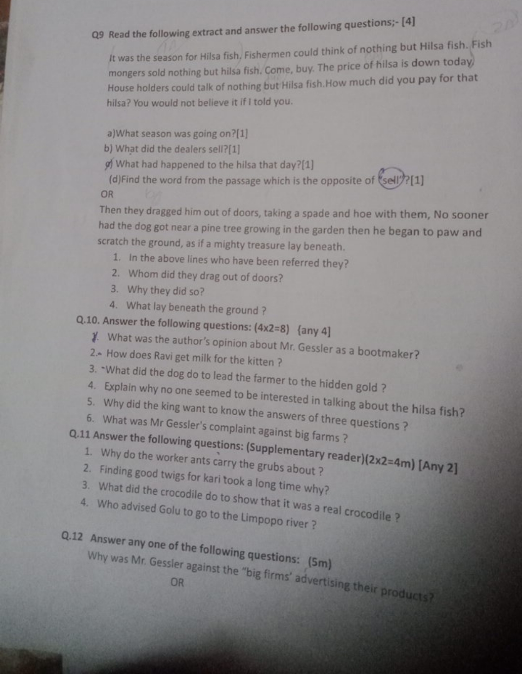 Q9 Read the following extract and answer the following questions; - [4