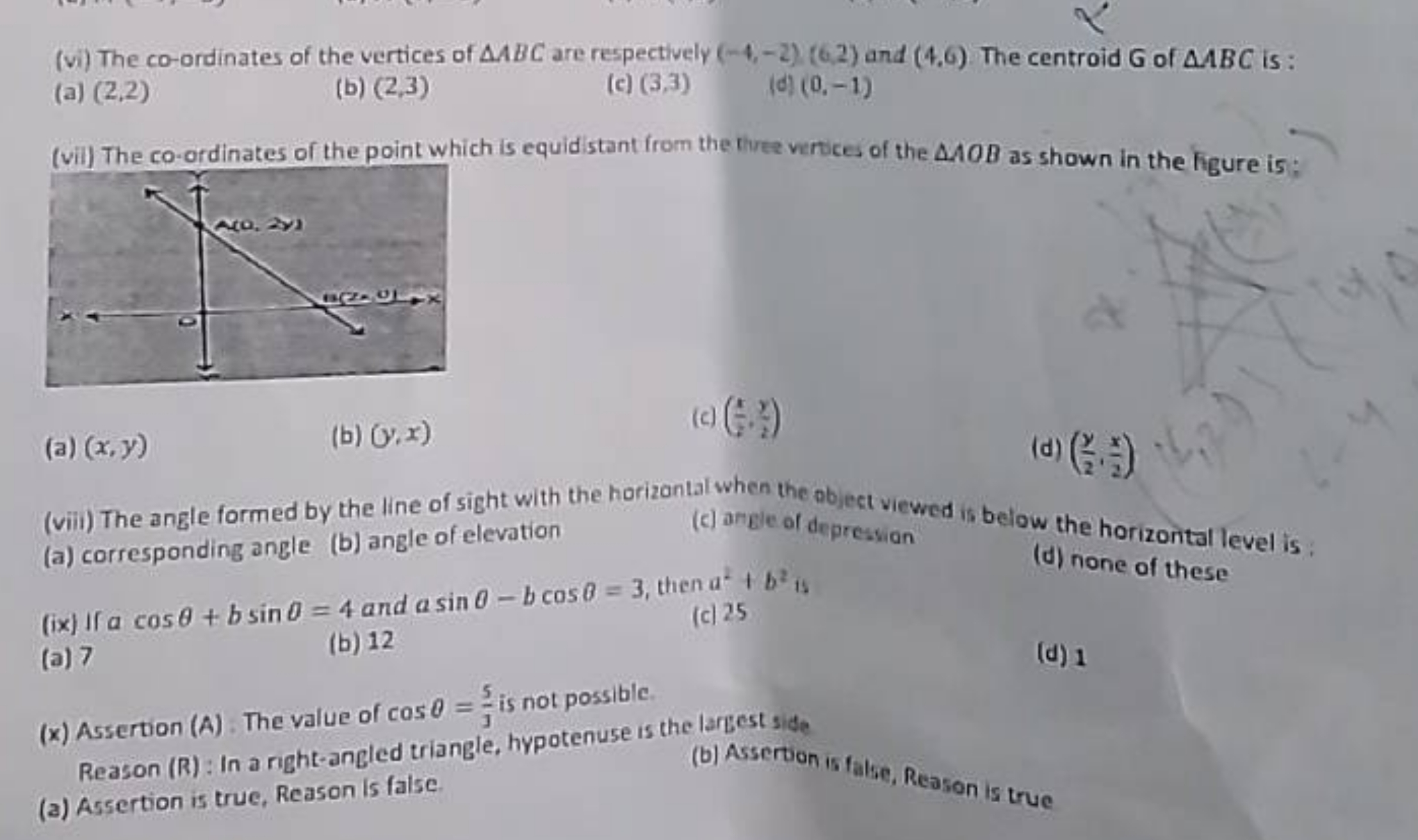 (vi) The co-ordinates of the vertices of △ABC are respectively (−4,−2)