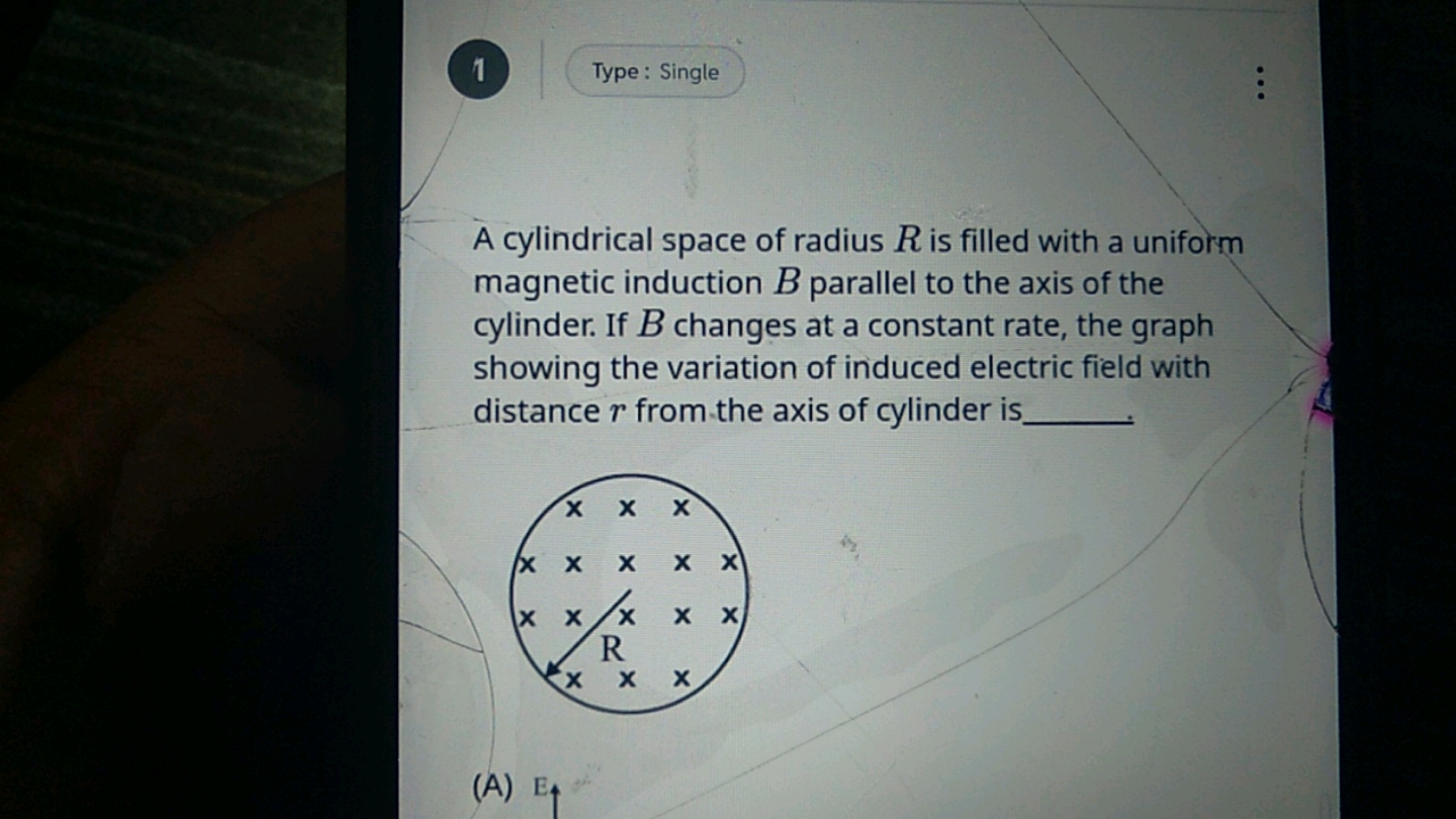 1
Type: Single

A cylindrical space of radius R is filled with a unifo