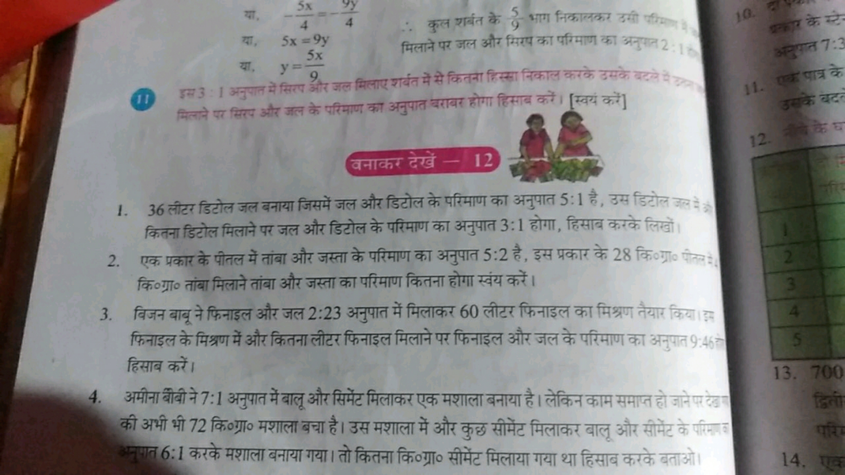 या, −45x​=−49y​
या, 5x=9y
∴ कुल शर्बत के 95​ भाग निकालकर उसी पिमेत्ति 